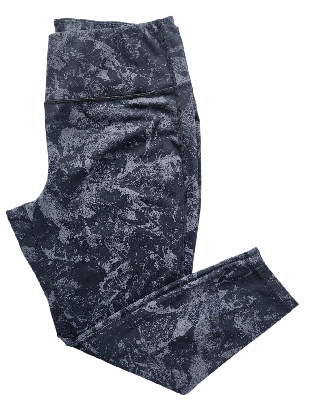 Lolë High Rise Cropped Leggings Black Grey Marble Print - Size XXL